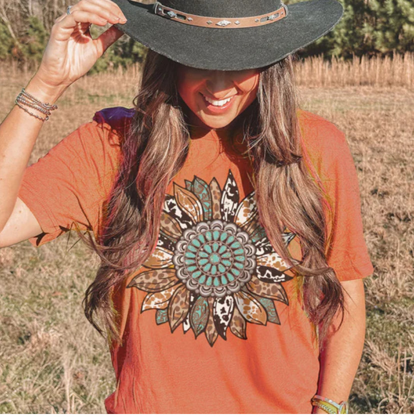 Lulu Mac Concho Sunflower Tshirt